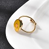 Adjustable 304 Stainless Steel Enamel Cuff Rings for Women RJEW-B152-01G-03-4