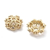 Rack Plating Flower Brass Micro Pave Clear Cubic Zirconia Bead Caps KK-H449-65G-02-NR-2