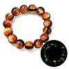 14MM Luminous Handmade Foil Glass Round Beaded Stretch Bracelets LA-CBA41F9-01A-2