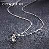 CREATCABIN Rhodium Plated 925 Sterling Silver Pendant Necklace SJEW-CN0001-10-6