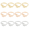 HOBBIESAY 12Pcs 3 Colors Alloy Leafy Branch Open Cuff Finger Rings Set for Women RJEW-HY0001-02-1