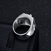 Cross with Jesus Pattern 304 Stainless Steel with Crystal Rhinestone Finger Rings for Men FS-WG78AD7-07-2