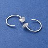 999 Sterling Silver Micro Pave Clear Cubic Zirconia Pull Through Earrings EJEW-P296-28E-S-2