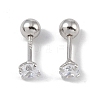 Anti-Tarnish Rhodium Plated 999 Sterling Silver Cubic Zirconia Earlobe Plugs for Women EJEW-S215-28P-1