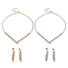 2 Sets 2 Colors Iron Jewerly Sets. Rhinestone Necklace & Stud Earring Sets SJEW-GO0001-07-1