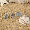 4Pcs 4 Styles Alloy Starfish/Shell Shape/Coconut Tree Finger Rings for Unisex PW-WG2B6F0-01-3