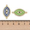 Rack Plating Brass Micro Pave Clear Cubic Zirconia Horse Eye Connector Charms KK-U032-27G-3