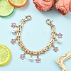 Alloy Enamel Flower with ABS Plastic Pearl Round Bead Charm Iron Chain Bag Decorative Chains HJEW-FS00054-03-3