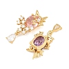 Brass Micro Pave Cubic Zirconia Pendants CU-CBA8183-09G-2