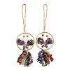 Butterfly Brass & Natural Amethyst Pendant Decorations HJEW-Z007-04G-06-1