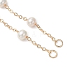 Natural Cultured Freshwater Pearl Beads & Brass Cable Chain Bracelet Making AJEW-JB01450-3