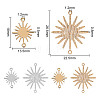 32Pcs 4 Styles Brass Solar Eclipse Links Connectors KK-DR0001-10-2