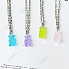 Alloy & Resin Bear Pendant Necklaces for Women WG0729C-06-1