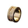 Gear Brass Micro Pave Clear Cubic Zirconia Rotatable Finger Rings FS-WGBD3BF-12-1
