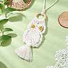 Handmade Woven Cotton Macrame Owl Pendant Decorations HJEW-JM02827-2