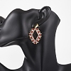 Rhombus Mixed Stone & Glass Seed Beads Dangle Stud Earrings EJEW-MZ00666-02-4