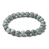 Natural Green Spot Jasper Bead Stretch Bracelets BJEW-K212-B-017-4