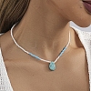 Synthetic Turquoise Teardrop Pendant Necklaces PW-WG0A2A2-01-1