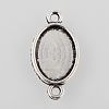 Antique Silver Tibetan Style Alloy Flat Oval Cabochon Connector Settings X-TIBE-M022-07AS-1