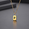 Titanium Steel Rectangle with Initial Letter Pendant Necklace with Cable Chains for Women LETT-PW0002-01G-F-1