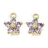 Brass Micro Pave Lilac Cubic Zirconia Charms KK-K427-13A-G-1