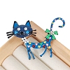 Cute Heart Cat Alloy Enamel Brooch PW-WGE894C-02-1