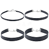 4Pcs 4 Styles Flat PU Leather Cord Gothic Choker Necklaces with Platinum Iron End Chains NJEW-CL0001-14-7