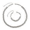 Alloy Crystal Rhinestone Leaf Link Chain Necklaces & Bracelets Sets SJEW-YWC0002-01P-1