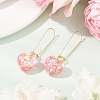 2 Pairs 2 Styles Heart & Flower Resin Dangle Hoop Earrings EJEW-JE06352-3