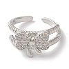 Bowknot Brass Micro Pave Clear Cubic Zirconia Open Cuff Rings for Women LS-RJEW-C098-01P-2