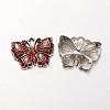 Butterfly Antique Silver Tone Alloy Rhinestone Enamel Pendants ENAM-N041-03G-1