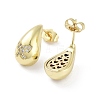 Teardrop Rack Plating Brass Cubic Zirconia Stud Earrings for Women EJEW-B047-02G-08-2