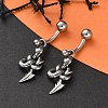 Snake 316 Surgical Stainless Steel Dangle Belly Button Rings EJEW-G416-11AS-1