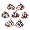 Electroplate Printed Natural Scallop Shell Pendants SSHEL-R047-04-A04-2