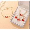 Butterfly Alloy Rhinestone & Enamel Pendant Necklace & Bracelets & Earring & Rings Sets for Children FS-WGE37FF-03-1