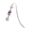 Natural Rose Quartz & Green Aventurine & Amethyst & Red Agate Chips & Alloy Clover Charms Bookmarks AJEW-JK00362-4