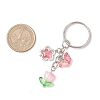 6Pcs Glass Butterfly Flower Keychain KEYC-JKC01111-3