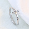 Cross Stainless Steel Micro Pave Clear Cubic Zirconia Finger Rings for Women FS-WG88B59-02-1
