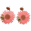 Flower with Bees Acrylic Dangle Stud Earrings FS-WG9FE34-03-2