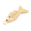 Fish Rack Plating Brass Micro Pave Cubic Zirconia Pendants KK-Z071-72A-01G-2