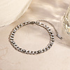 304 Stainless Steel Rhinestone Curb Link Chain Bracelets for Women BJEW-L721-01P-1