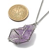 201 Stainless Steel Macrame Pouch Empty Stone Holder Necklace Making with 304 Stainless Steel Chains NJEW-JN04432-02-5