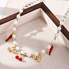 Brass Micro Pave Clear Cubic Zirconia Beaded Necklaces NJEW-Z059-04G-05-5