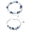 2Pcs Adjustable Natural Gemstone Braided Beads Bracelets & Stretch Bracelets Sets BJEW-JB10995-1