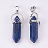 Natural Lapis Lazuli Double Terminated Pointed Pendants G-P373-B02-2