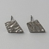 304 Stainless Steel Textured Geometry Stud Earrings Findings with Hole STAS-WH0027-54B-2