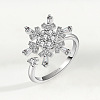 Snowflake 925 Sterling Silver Micro Pave Clear Cubic Zirconia Cuff Spinner Rings WG86A07-01-1