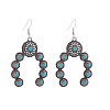 Alloy Synthetic Turquoise Arch Dangle Earrings FS-WG5C75B-02-1