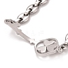 304 Stainless Steel Clover Skeleton Key Link Bracelet with Coffee Bean chains for Men Women STAS-E160-28P-3