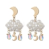 3D Cloud Glass Seed Beades Dangle Stud Earrings EJEW-MZ00644-02-1